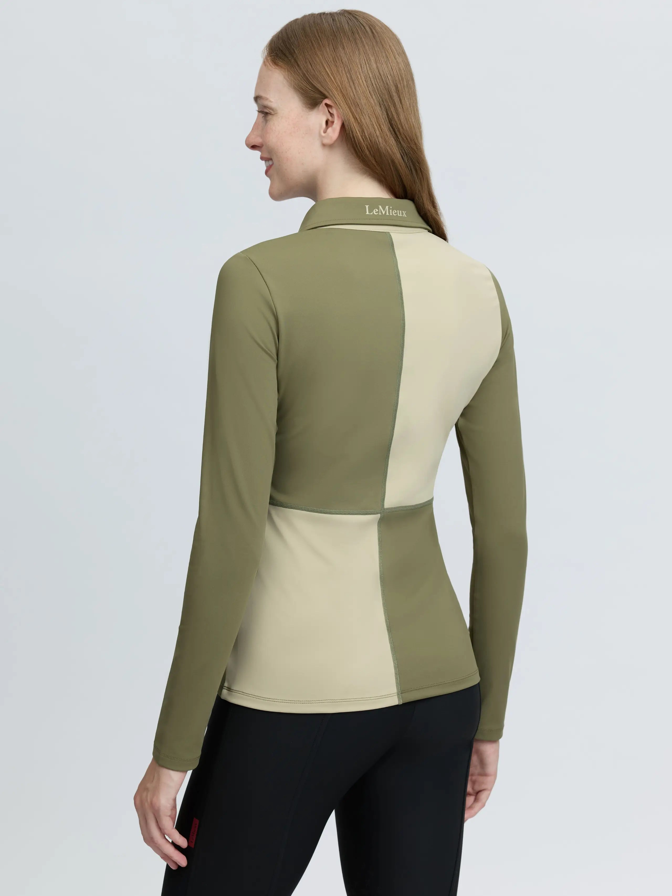 LeMieux Harlequin Rugby Shirt Base Layer Willow/Pear