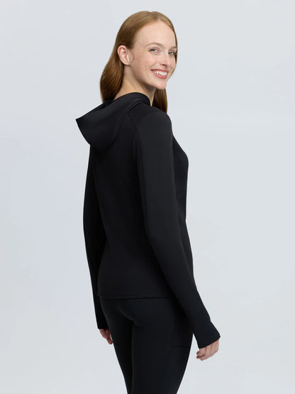 LeMieux Heidi Hooded Mid Layer Black - UV40+ athletic training top with ventilation