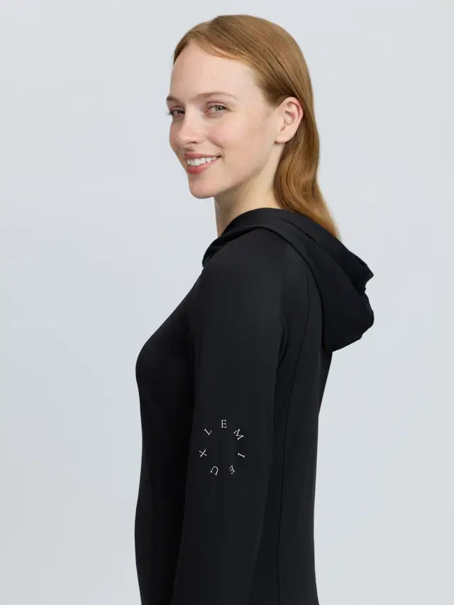 LEMIIEUX Heidi Black Hooded Midlayer Training Top with UV Protection - Sporty & Lightweight