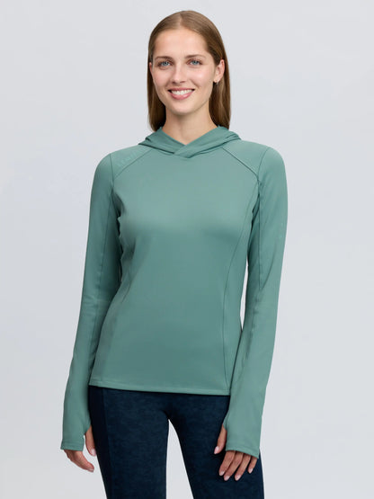 LeMieux Aloe Green Hooded Mid Layer Training Top - Women's UV40+ Sportswear
