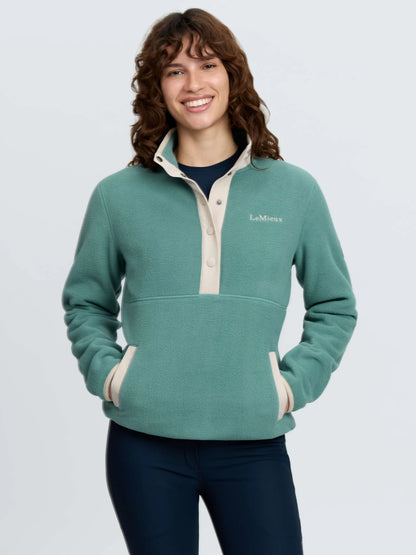 LeMieux Piper Popper Fleece Aloe green women's mid-layer fleece with contrast detail and pockets.
