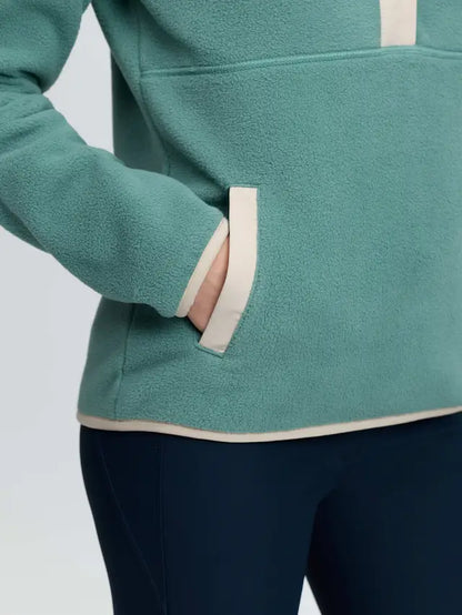 Teal LEMIEUX PIPER POPPER FLEECE ALOE jacket with beige trim and side pocket for women
