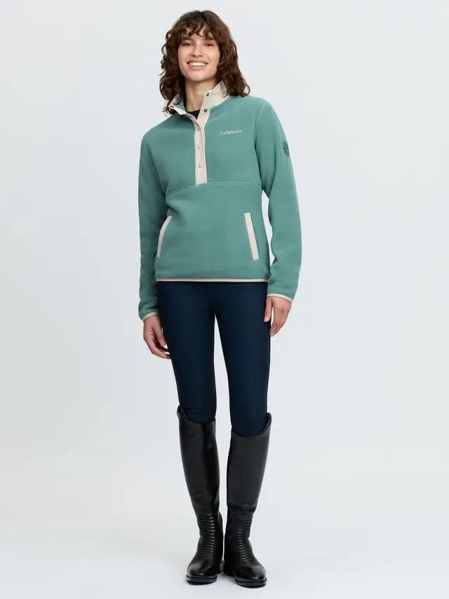 LeMieux Piper Popper Fleece in Aloe Green - Women's equestrian mid layer.