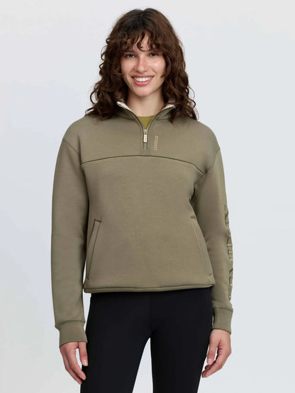 Lemieux Scarlet Quarter Zip Sweat in Willow Green - Women's athletic and equestrian fleece sweatshirt.