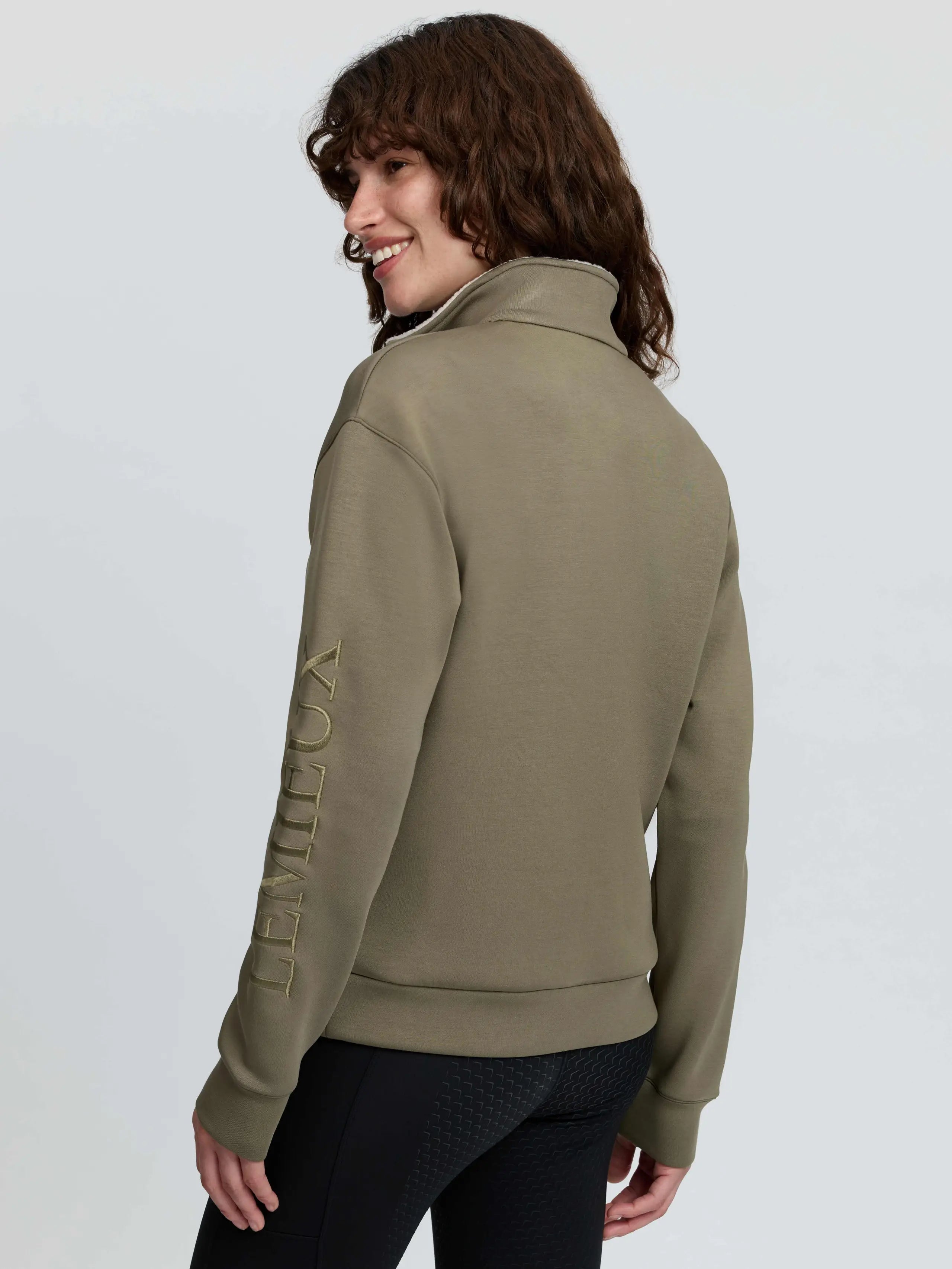 Lemieux Scarlet Quarter Zip Sweatshirt Willow Green - Women's Equestrian Sportswear