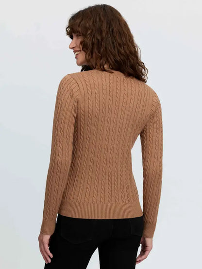 LeMieux Carla Cable V-Neck Knit Jumper Caramel