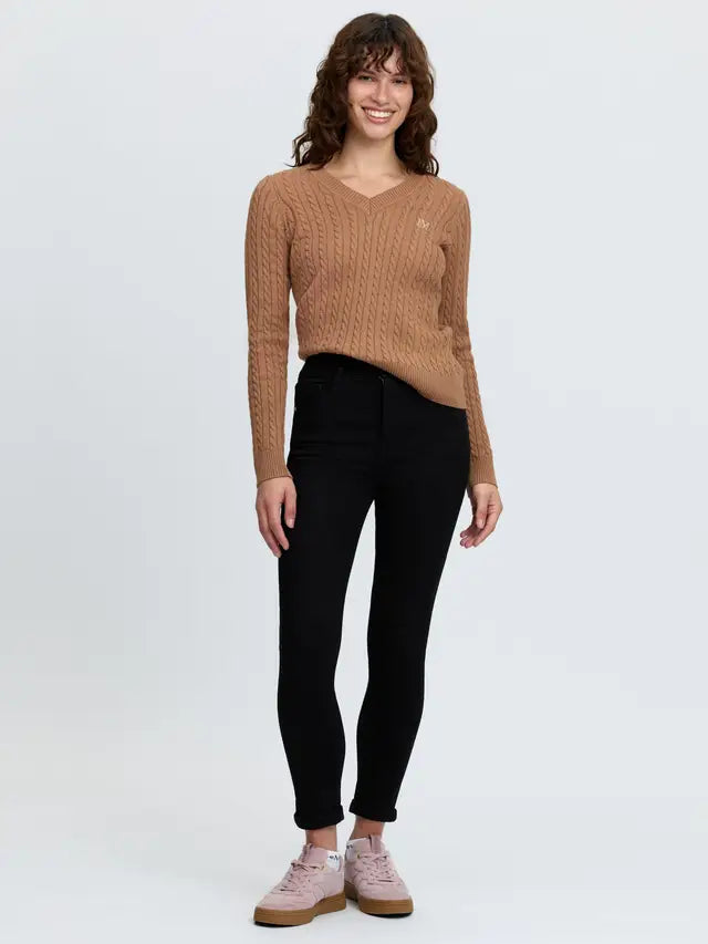 LeMieux Carla Cable V-Neck Knit Jumper Caramel