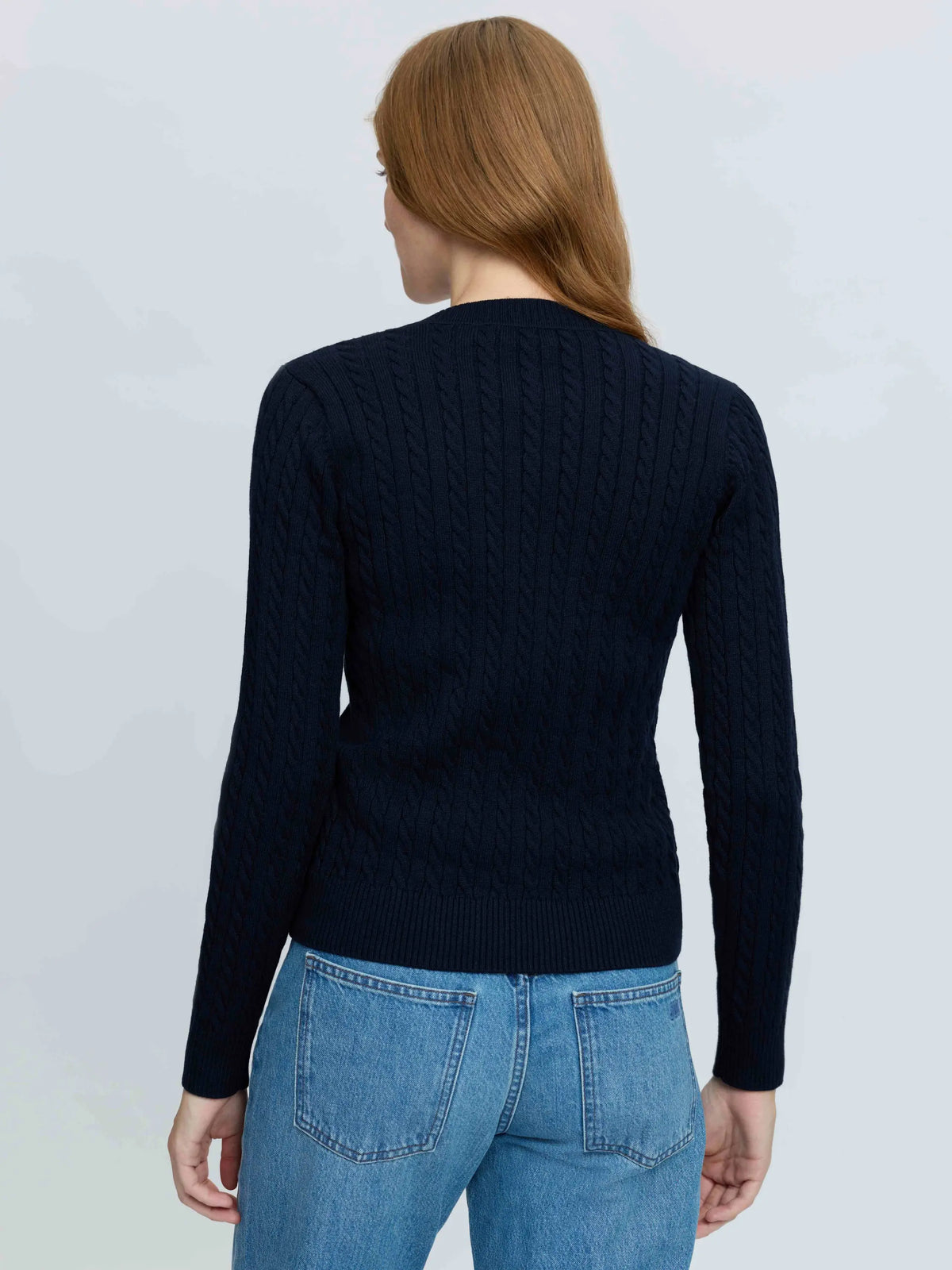 LeMieux Carla Cable V-Neck Knit Jumper Navy