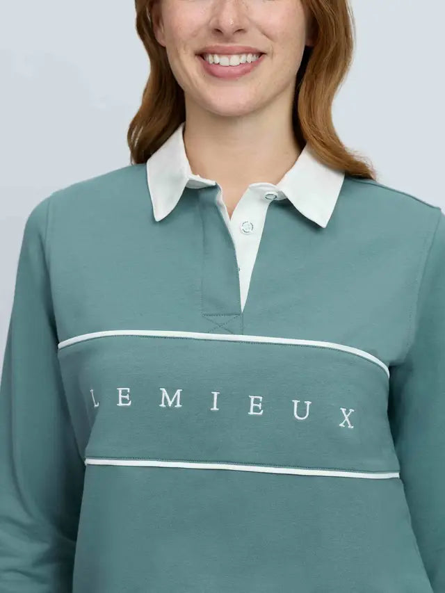 LeMieux Rochelle Rugby Shirt in Aloe Green - Classic women's long-sleeve polo shirt