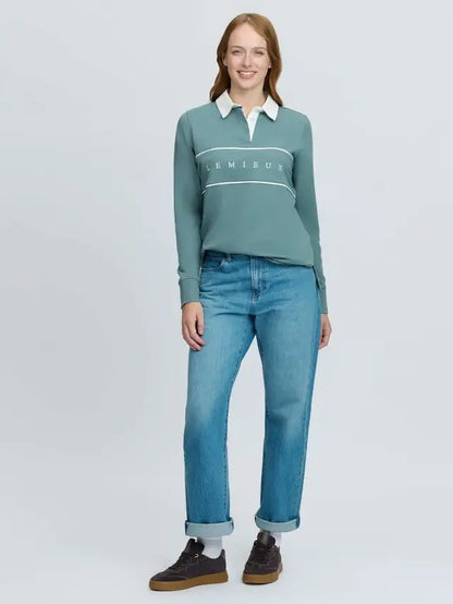 LeMieux Rochelle Rugby Shirt in Aloe - Women's classic green long sleeve top