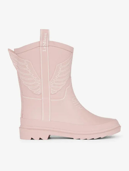 LeMieux Pink Splash Welly Western Rain Boots with Wing Detail