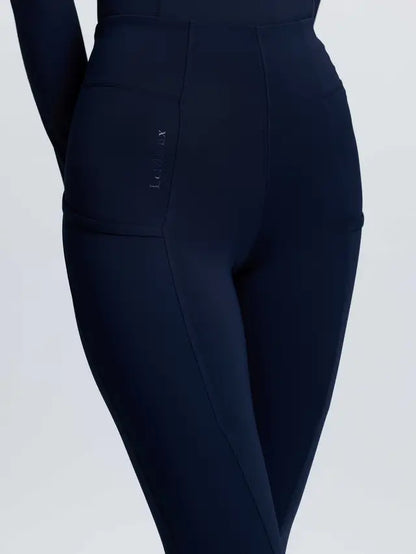 LeMieux Tall Naomi Navy Pull-On Breeches with phone pocket and full silicone seat detail.