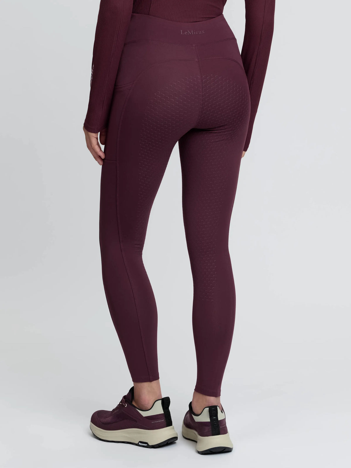 LeMieux Natalie Bramble women's riding leggings with patterned silicone full seat grip.