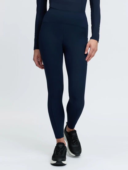 LeMieux Natalie brushed pull-on navy thermal riding leggings with silicone full seat.