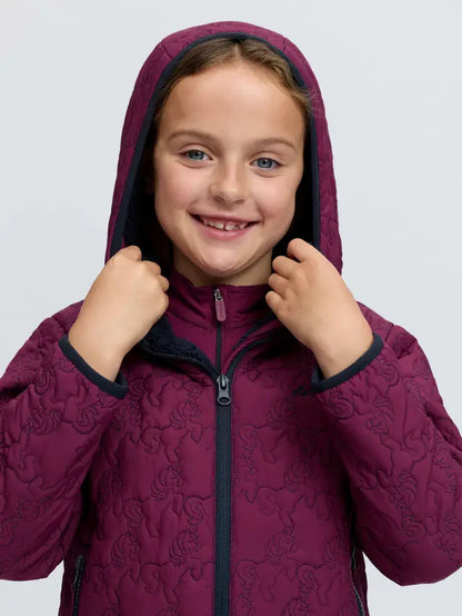 LeMieux Mini Lola Quilted Jacket Blackberry with Unicorn Pattern for Girls