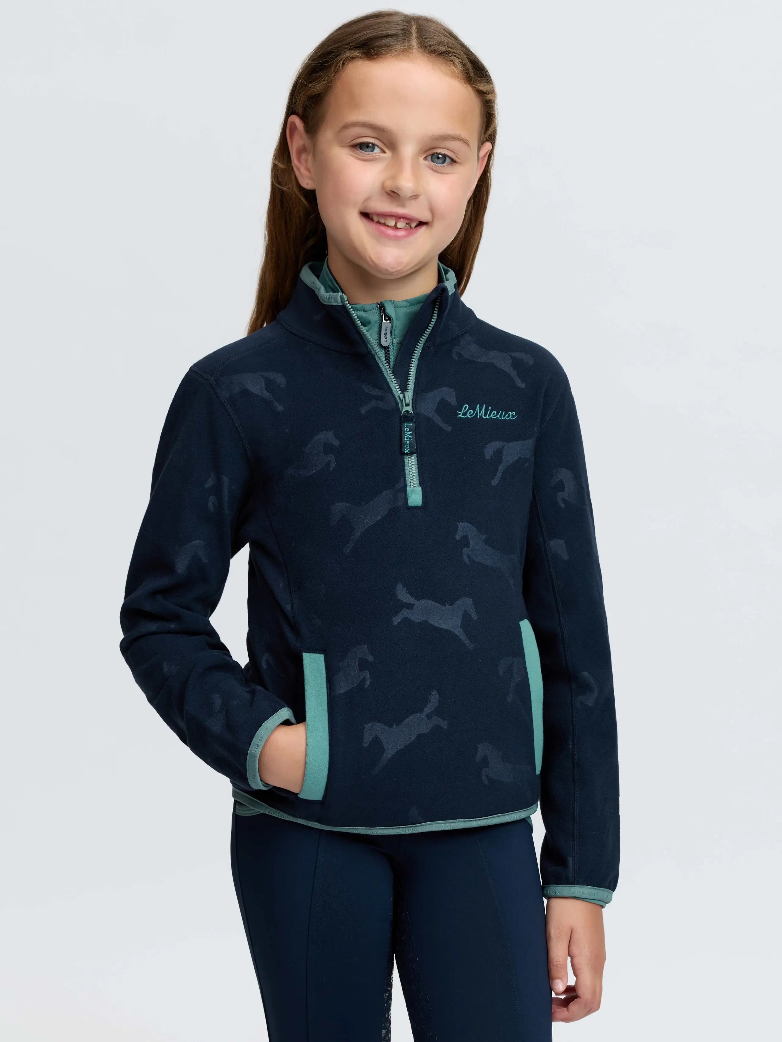 LeMieux Mini Maggie Navy Horse Fleece for Girls | Soft, Warm & Stylish Equestrian Top
