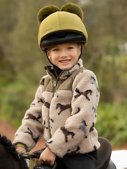 LeMieux Mini Theo Pony Fleece in Willow Green - Cozy horse print jacket for kids' equestrian adventures.