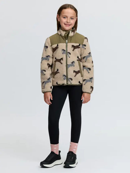 Lemieux Mini Theo Pony Fleece Jacket in Willow Green for girls.
