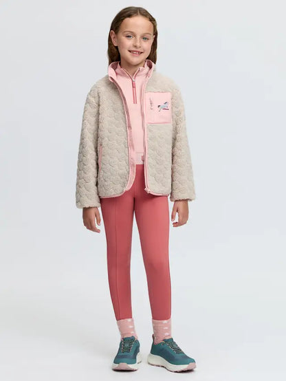 LeMieux Mini Thora Heart Fleece Stone beige kids jacket with geometric heart pattern.