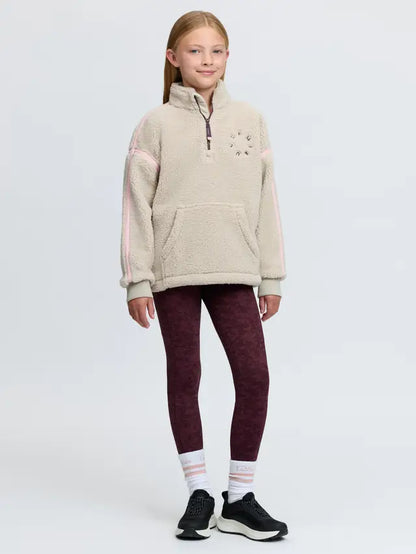 LeMieux Young Rider Jody Teddy Fleece 1/2 Zip Pullover in Stone Color for Girls