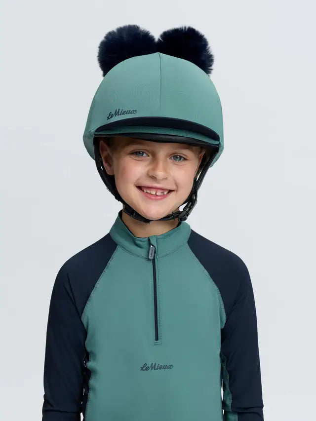 LeMieux Mini Double Pom Hat Silk Navy/Aloe