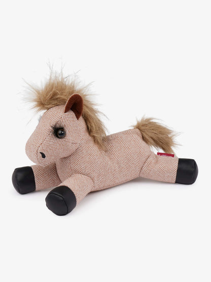 LeMieux Tiny Beanie Pony Rosie plush toy - beige herringbone fabric, floppy beanie legs, cuddly. 