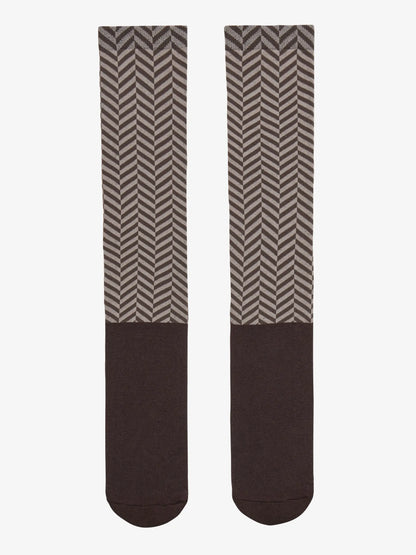 Lemieux Heritage Footsie Socks Herringbone Cocoa - Comfortable equestrian socks with padded sole.