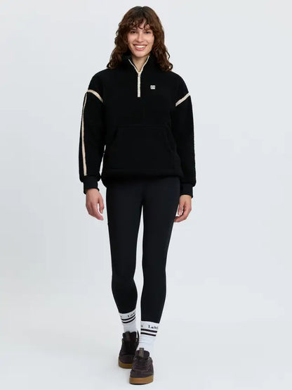 LeMieux Avery Teddy Quarter Zip Fleece in Black - Women's Cozy Sherpa Hoodie for Equestrian & Loungewear