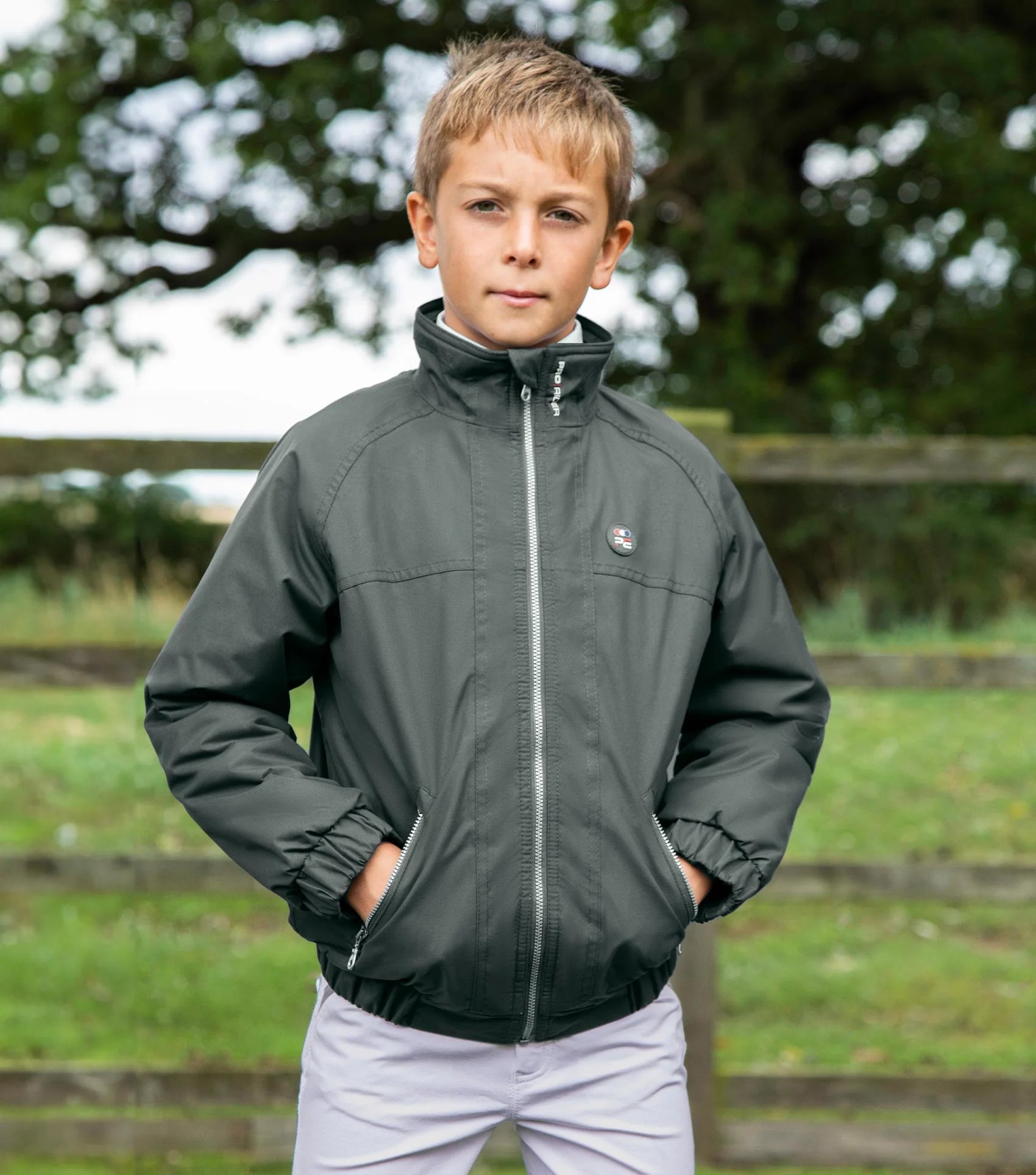 Premier Equine Junior Pro Rider Unisex Riding Jacket - Anthracite Grey. Equestrian Apparel