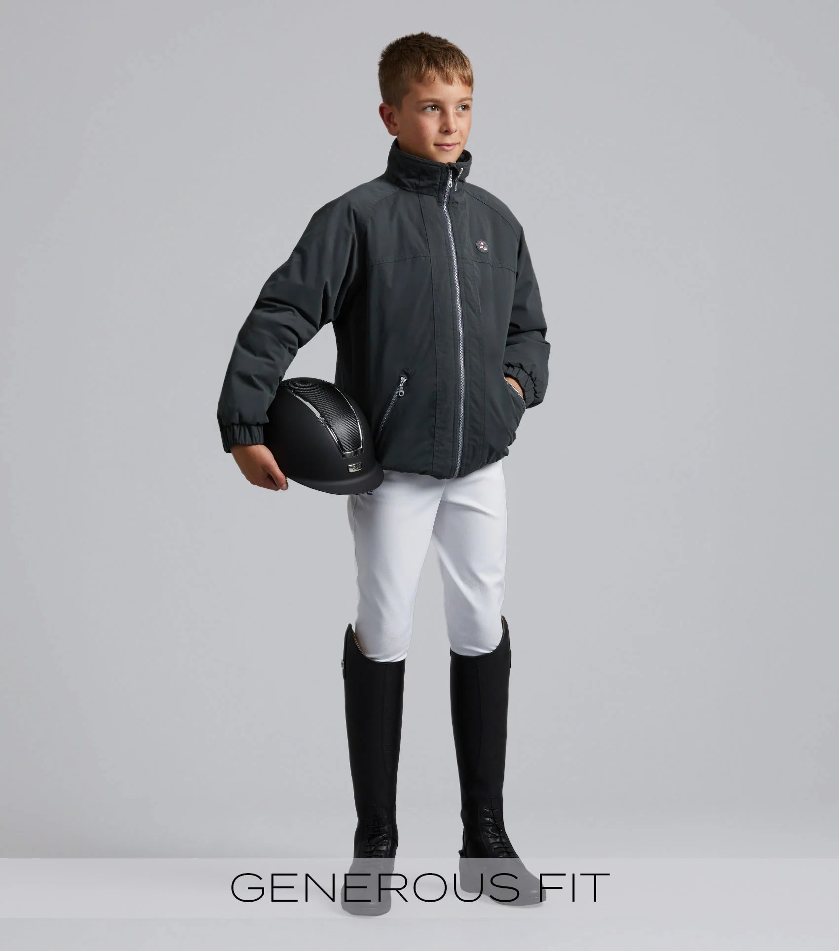 Junior Pro Rider Unisex Riding Jacket Anthracite Grey | Premier Equine Equestrian Apparel