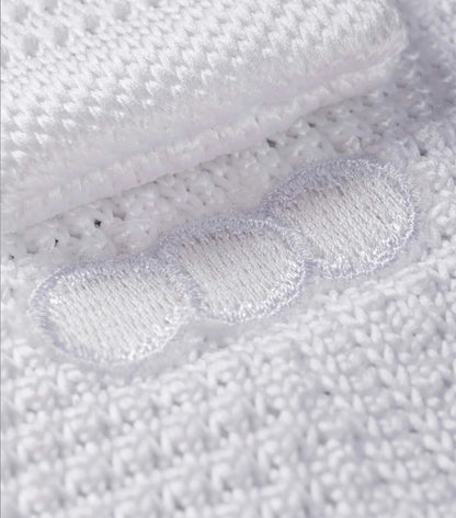 Premier Equine Men's Knitted Tie - White: Stylish competition tie for the modern equestrian. Close-up texture detail.