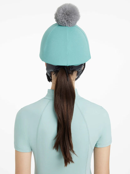 LEMIEUX MARIA MESH HAT SILK LAGOON - Equestrian Helmet Cover with Pom