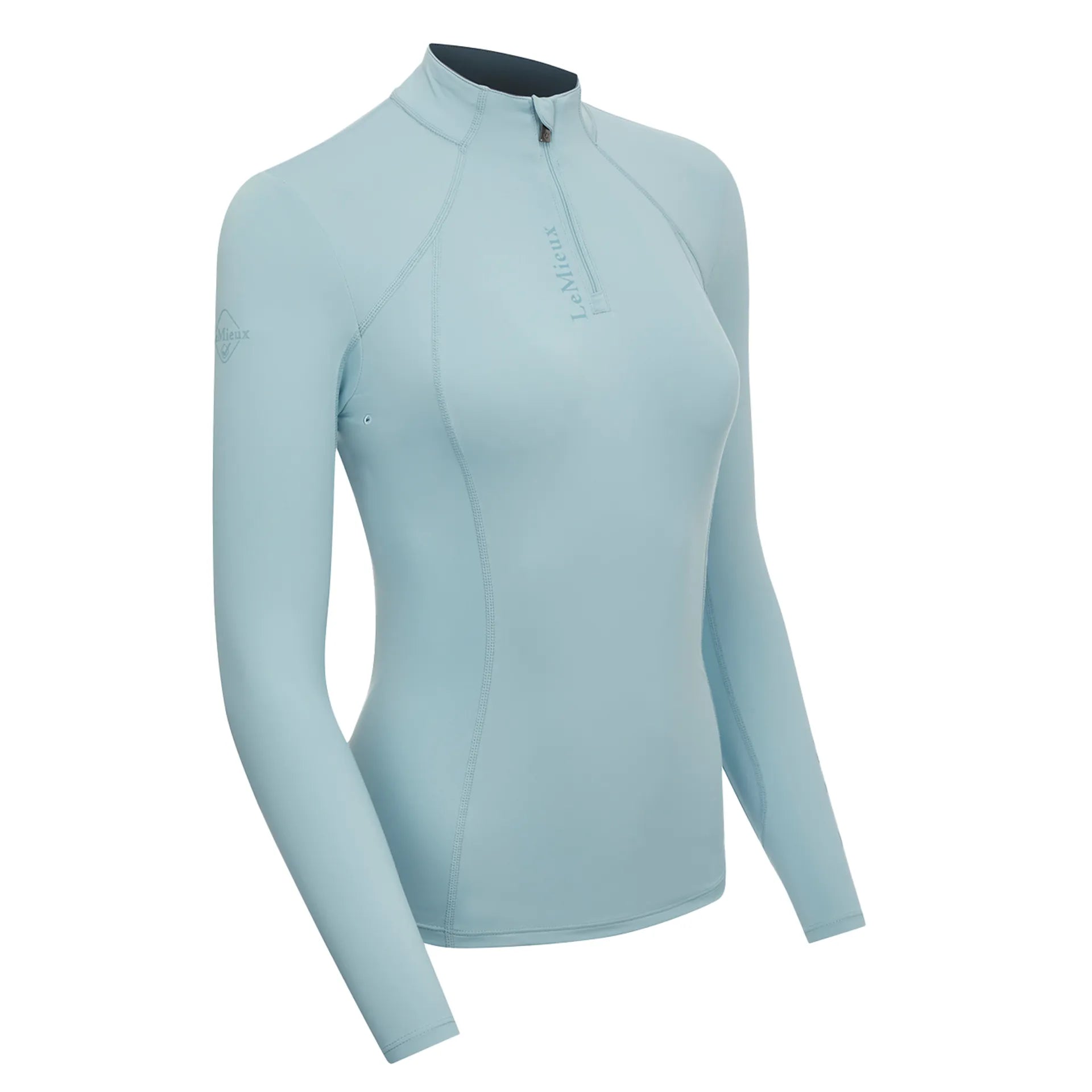 Lemieux Base Layer Glacier: Quarter Zip, Long Sleeve, Equestrian Riding Top with UV Protection