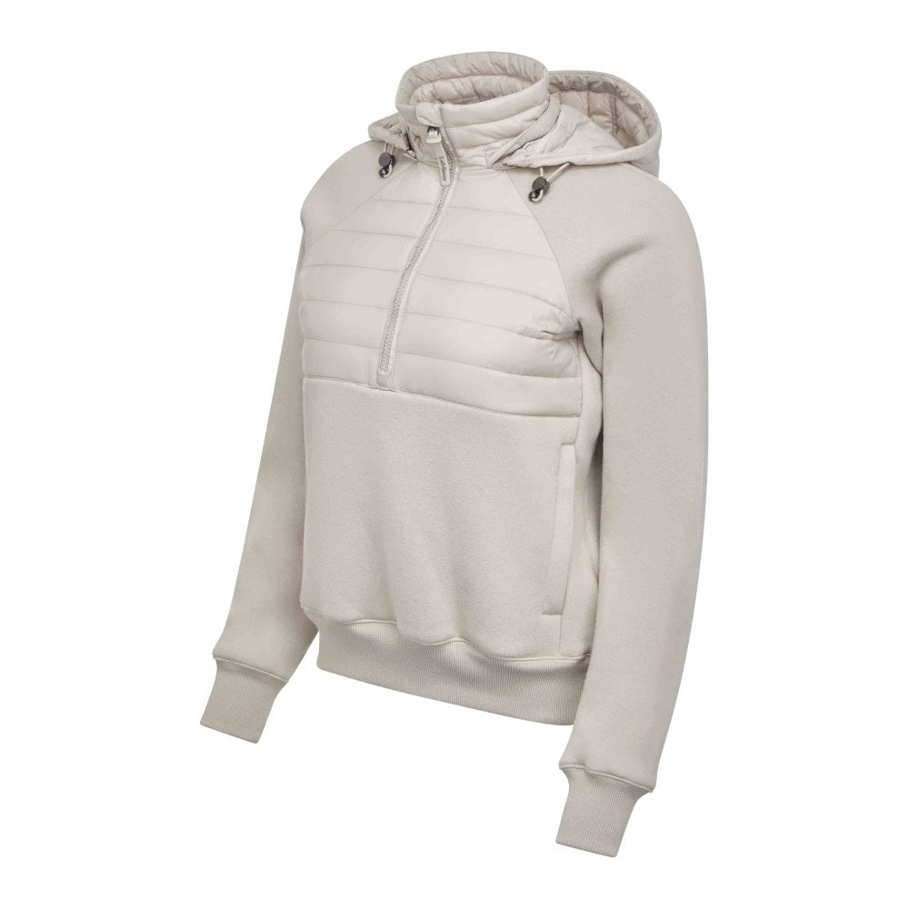 LeMieux Harley Hybrid Hoodie Stone: Detachable Hood, Half Zip, Metal Stoppers - Stylish Women's Equestrian Apparel