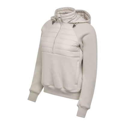 LeMieux Harley Hybrid Hoodie Stone: Detachable Hood, Half Zip, Metal Stoppers - Stylish Women's Equestrian Apparel