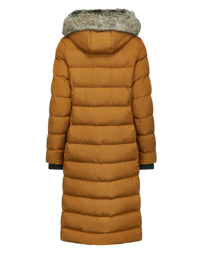 LeMieux Harper Longline Puffer Coat Ginger - Women's Quilted Outerwear with Faux Fur Hood for Winter Warmth