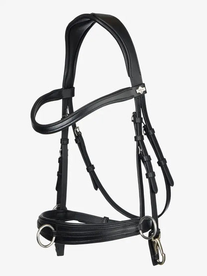 LeMieux Cross-Functional Leather Cavesson Black - Anatomical, adjustable horse lunging bridle