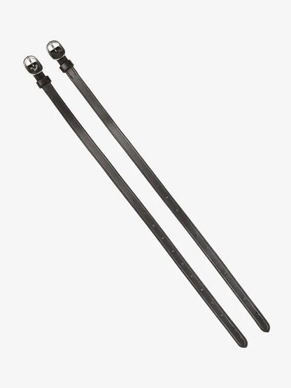 LeMieux Leather Spur Straps Brown for equestrian riding, with stainless steel buckles.