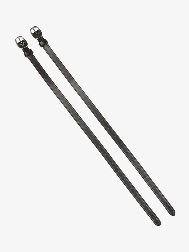 LeMieux Leather Spur Straps Brown for equestrian riding, with stainless steel buckles.