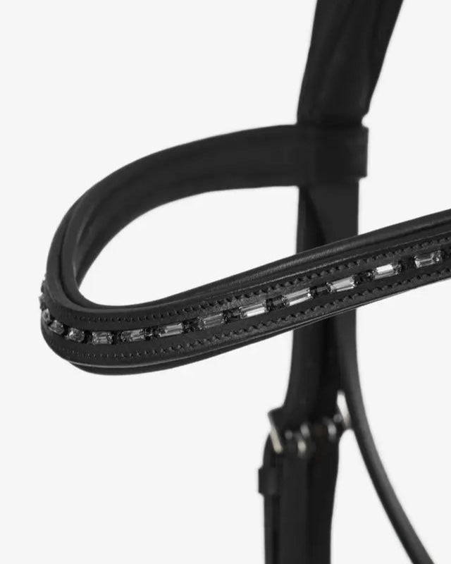 Lemieux Arika Dressage Bridle - Black Leather with Silver Crystal Browband - Anatomical Horse Bridle for Dressage