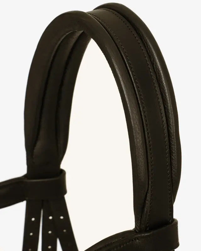 LeMieux Arika Brown Leather Drop Bridle with Silver Fittings for Horses | Anatomical Design