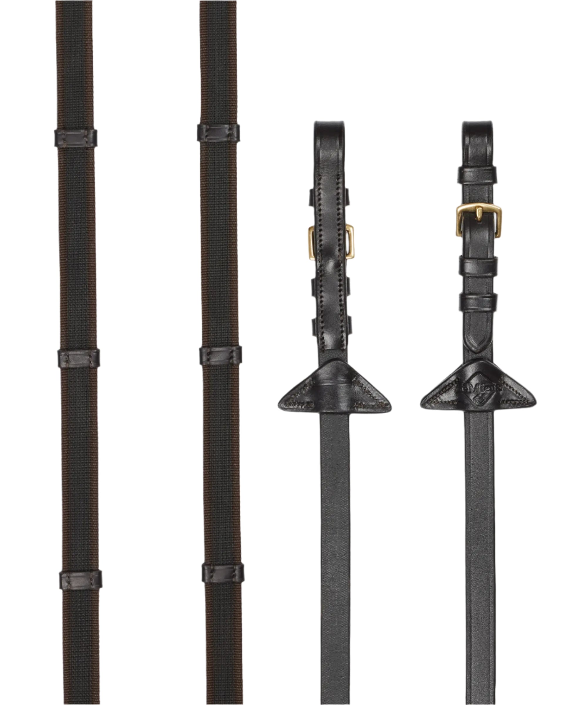 LeMieux Rubber Grip Continental Reins Brown/Brass