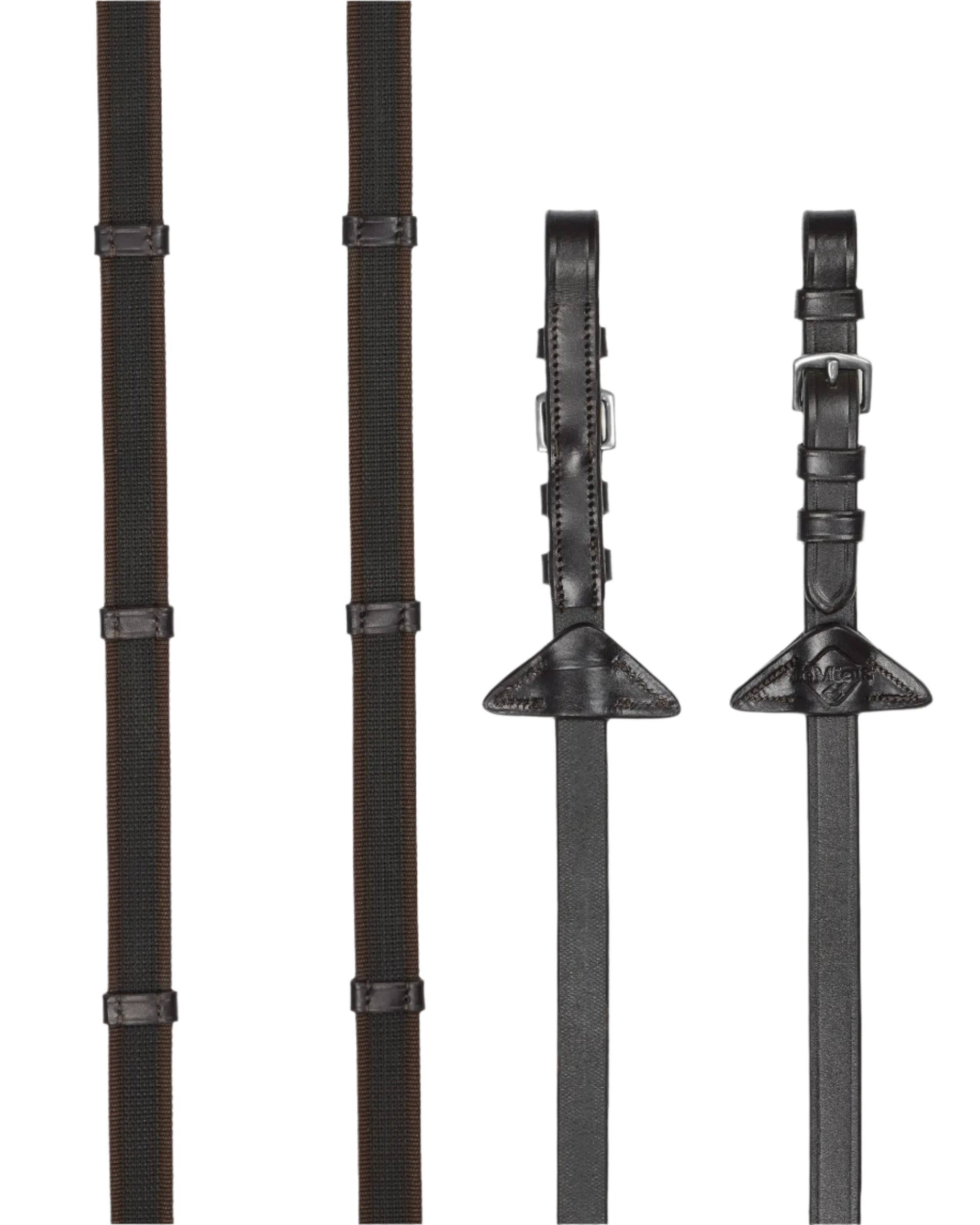 LeMieux Rubber Grip Continental Reins Brown/Silver