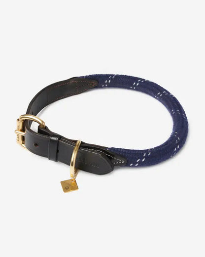 LEMIEUX Ascot Rope Dog Collar Navy - Braided Pet Collar with Leather Accents | Equiflair