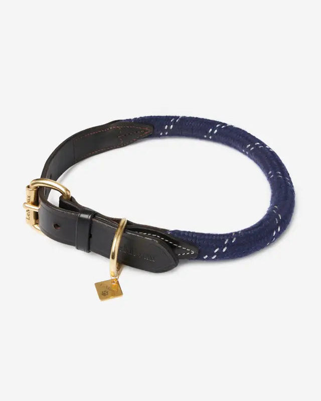 LEMIEUX Ascot Rope Dog Collar Navy - Braided Pet Collar with Leather Accents | Equiflair
