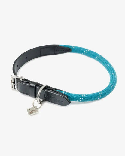 LeMieux Ascot Rope Dog Collar - Peacock Blue Braided Collar with Leather Accents, Stylish & Durable Dog Collar