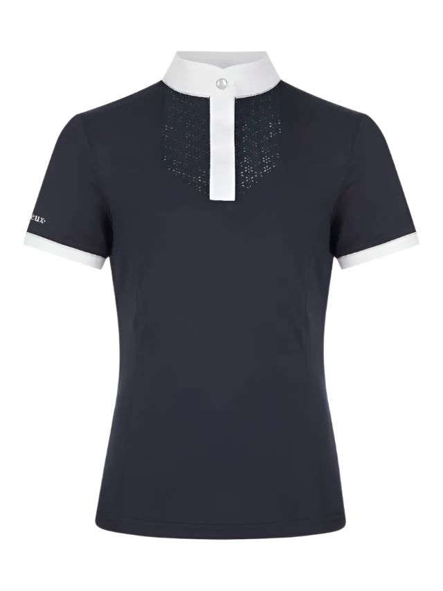 Lemieux Young Rider Belle Show Shirt - Navy Equestrian Riding Top, Stretch Fabric, Soft Feel