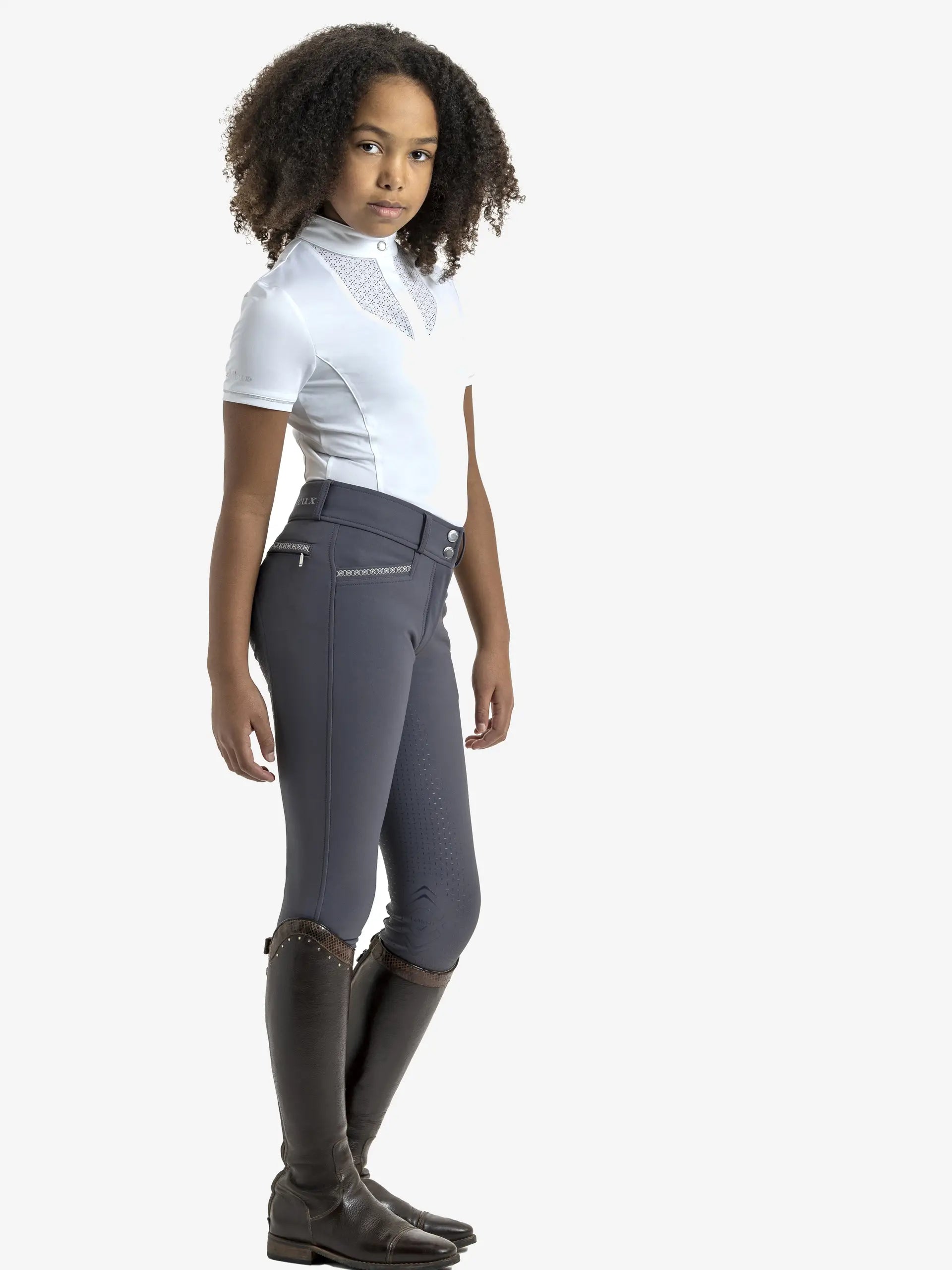 Lemieux Belle White Youth Riding Show Shirt | Equestrian Apparel for Kids