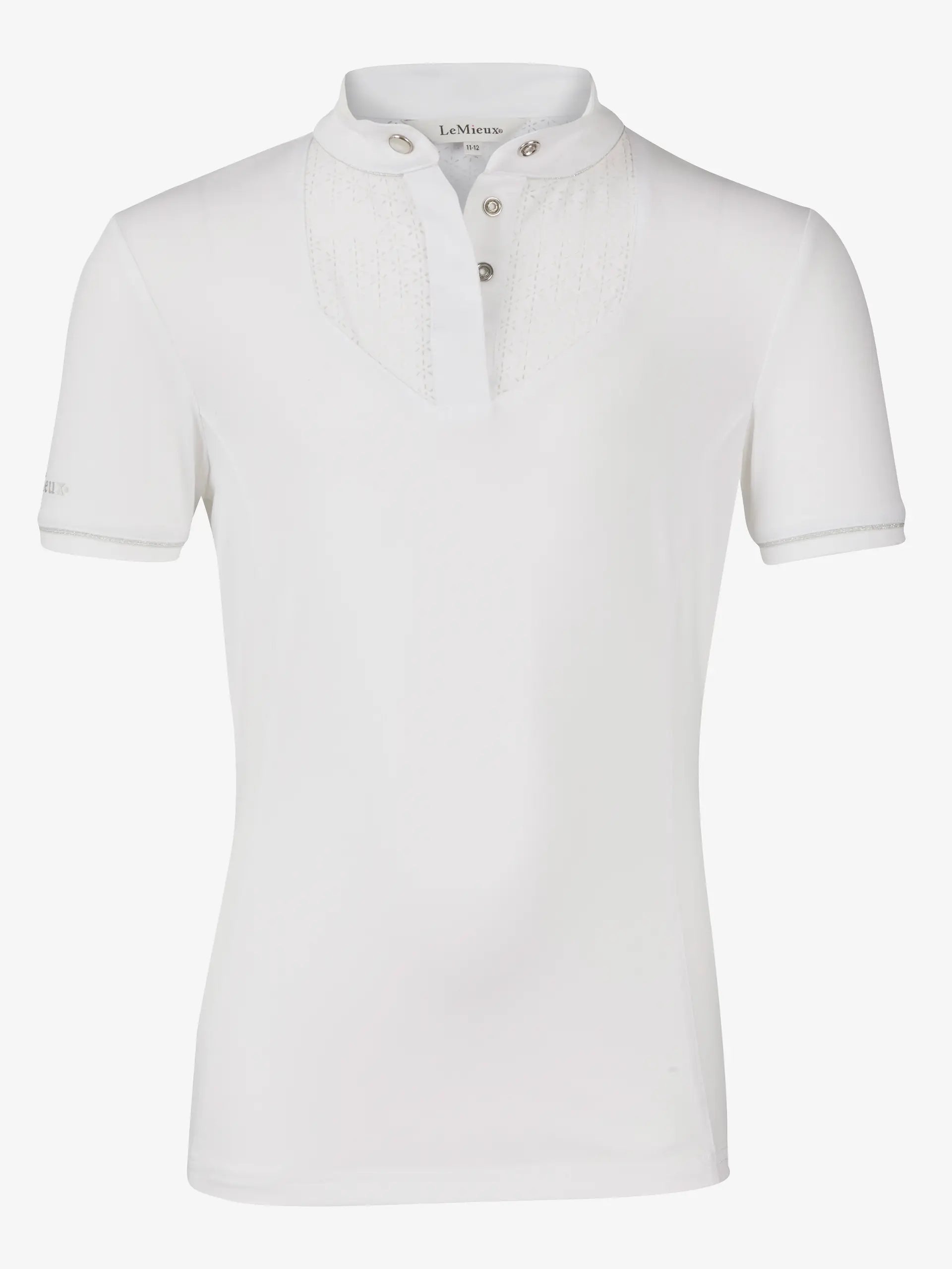 LEMIEUX Young Rider Belle White Show Shirt: Equestrian Apparel for Girls with Floral & Glitter Details