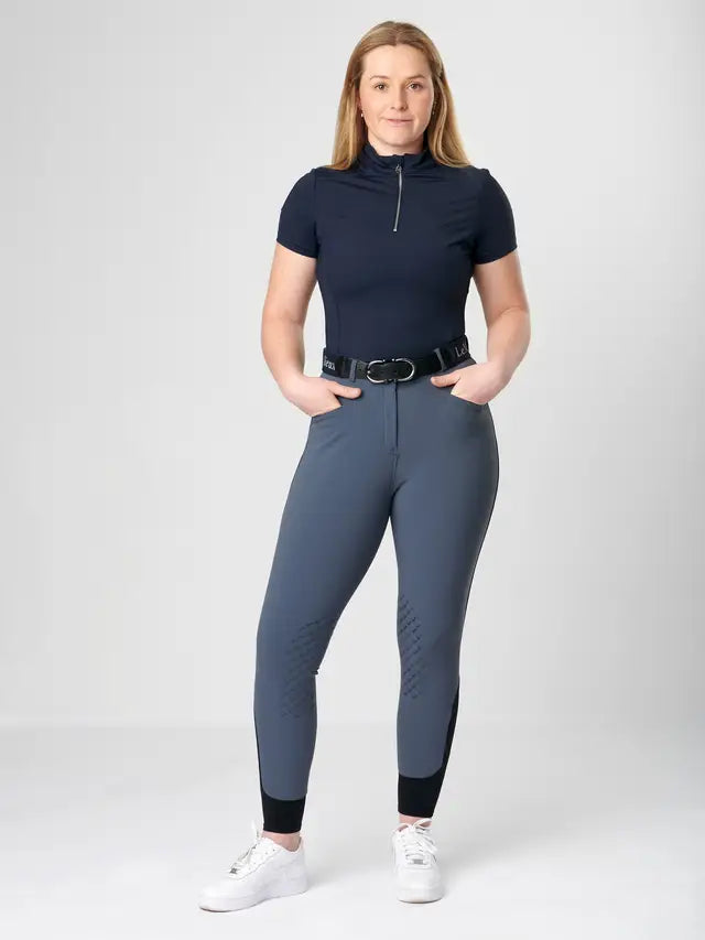 LeMieux Dynamique Ice Grey Knee Grip Breeches for Equestrian Riding - Equiflair